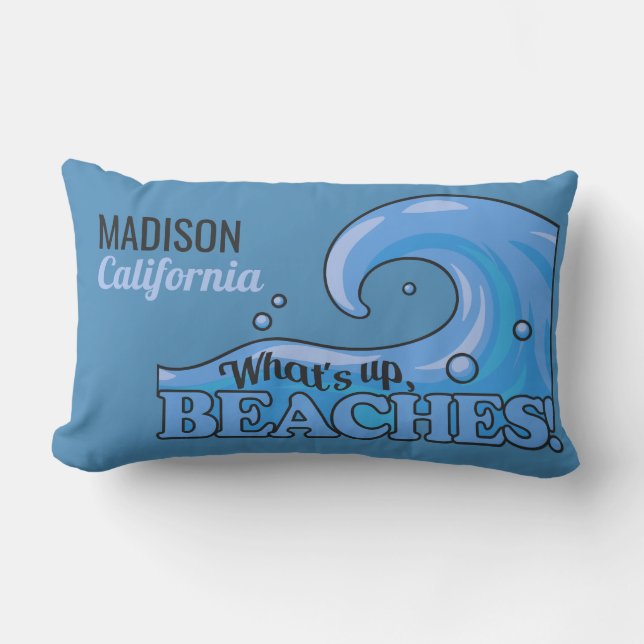 Almofada Lombar Nome e localização personalizados travesseiro de O (Frente)