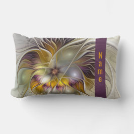 Almofada Lombar Nome Fractal da Flor de Fantasia abstrato Colorida