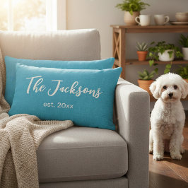 Almofada Lombar Nome Personalizado Azul e Branco Personalizado e A