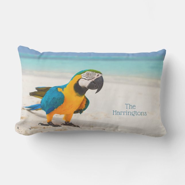 Almofada Lombar Nome personalizado Beach Parrot (Frente)