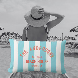 Almofada Lombar Nome Personalizado da Casa de Praia Blue Cabana St