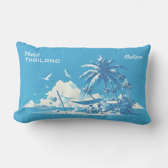 Almofada Lombar Nome personalizado e texto Phuket Tailândia (Frente)