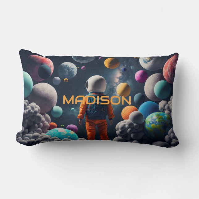 Almofada Lombar Nome Personalizado Fantasy Space Kid (Frente)
