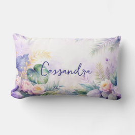 Almofada Lombar Nome Personalizado Flores Tropicais 