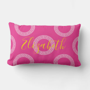 Almofada Lombar Nome Personalizado Pink Branco Pink Chave Grelha A