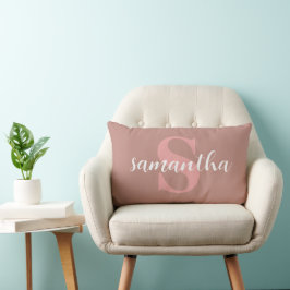 Almofada Lombar Nome personalizado rosa empoeirado e branco