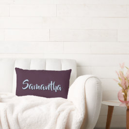 Almofada Lombar Nome personalizado roxo escuro e azul