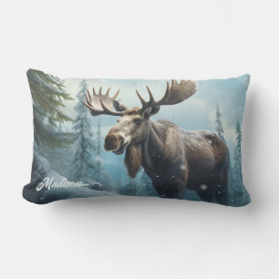 Almofada Lombar Nome personalizado Winter Moose