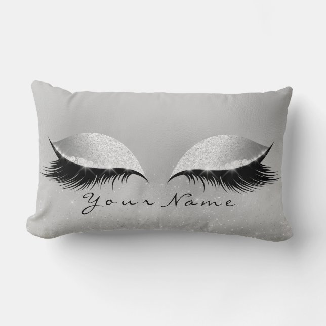 Almofada Lombar Nome prateado Princesa Bela Lashes Glitter Makeup (Frente)