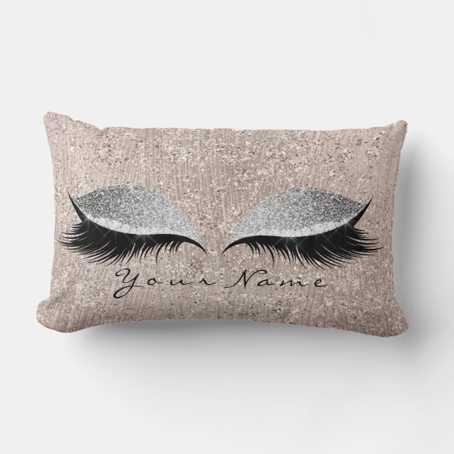 Almofada Lombar Nome Silver Glitter Black Eyes Ivory Makehes Lashe (Frente)