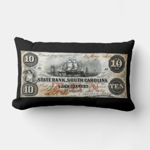 Almofada Lombar Nota de 1860 Dólar da Carolina do Sul