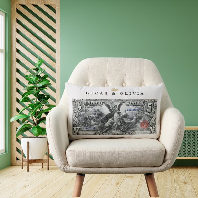 Almofada Lombar Nota de banco do certificado de prata de 1896 - pr (Criador carregado)