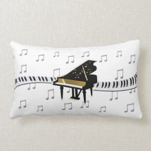 Almofada Lombar Notas da música do teclado de piano de cauda