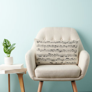 Almofada Lombar Notas de música em Burlap