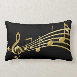 Almofada Lombar Notas douradas chaves do violino