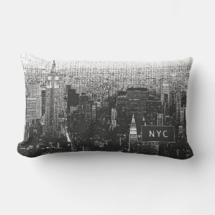 Almofada Lombar Nova Iorque Skyline NYC Preto e branco
