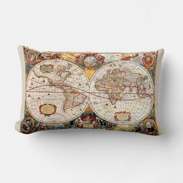 Almofada Lombar Nova medieval, histórica antiga Totius do mapa do (Frente)