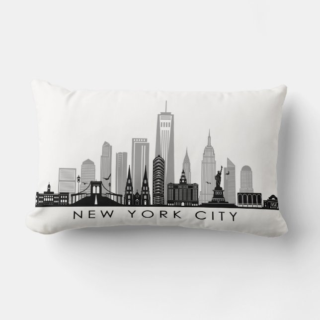 Almofada Lombar NOVA YORK Manhatten EUA City Skyline Silhouette (Frente)