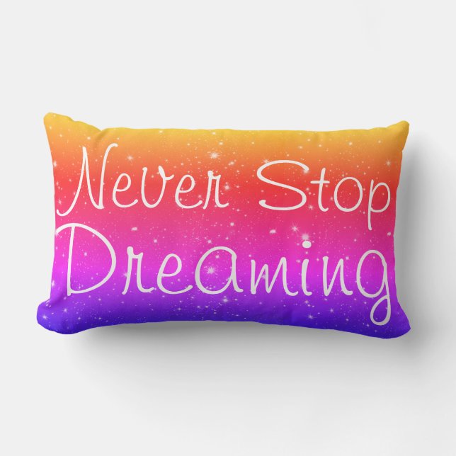 Almofada Lombar Nunca Pare De Sonhar Estrelas Arco-Íris (Frente)