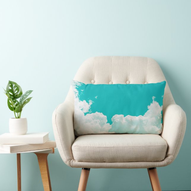 Almofada Lombar Nuvens de Céu Verde Azul Turquesa (Cadeira)