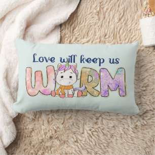 Almofada Lombar O Amor Nos Manterá Aquecidos Inverno da Unicórn