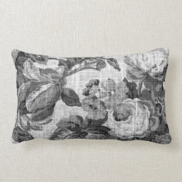 Almofada Lombar O cinza preto & branco tonifica o tecido floral