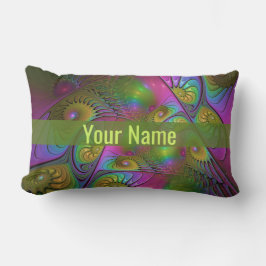 Almofada Lombar O Colorido Nome Fractal de Abstrato de Trippy Lumi