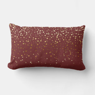 Almofada Lombar O pequeno ouro interno Stars Travesseiro-Borgonha