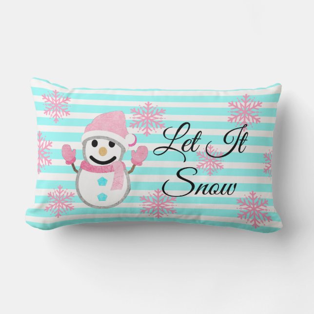 Almofada Lombar O rosa e a cerceta deixaram-no nevar travesseiro (Frente)