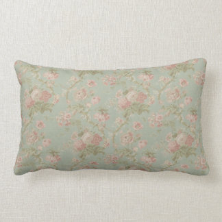 Almofada Lombar O vintage elegante floral aumentou, verde & rosa