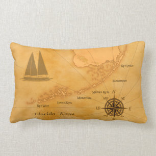 Almofada Lombar O vintage Florida náutico fecha o mapa