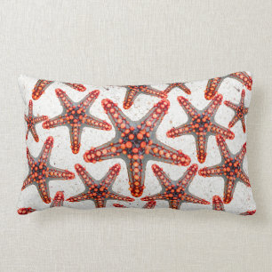 Almofada Lombar Oceano vermelho vibrante bonito Sealife da areia