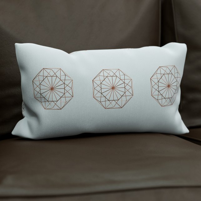 Almofada Lombar Octogonal Cinza Cobre Moderno (A soft grey with copper octagon design)
