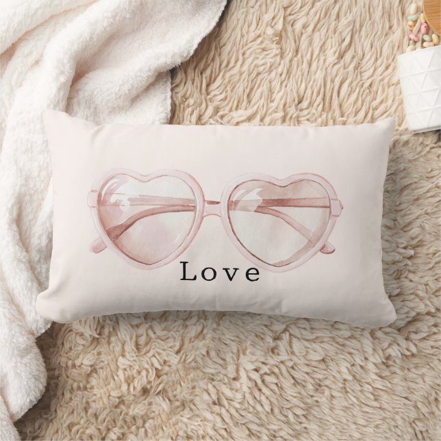 Almofada Lombar Óculos de Coração Rosa Amor (Cobertor)