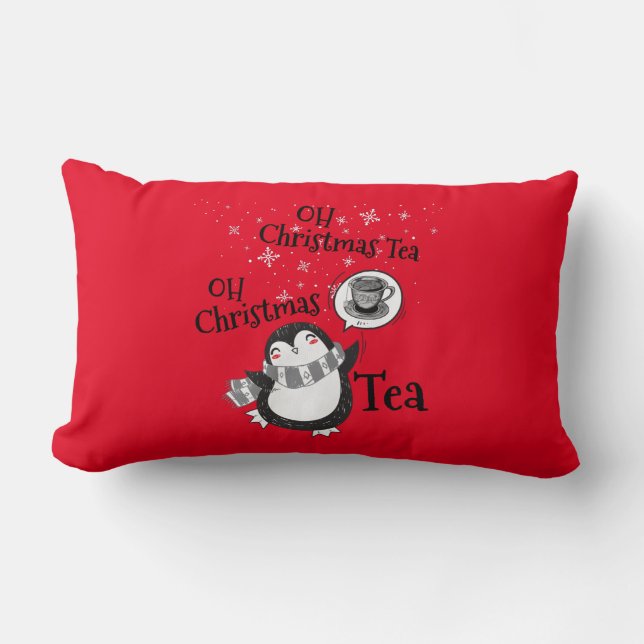 Almofada Lombar Oh Natal Tea Penguin Lover - Tea Drinker (Frente)