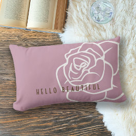 Almofada Lombar Olá, Belo - Rosa Flor Chic Moderno