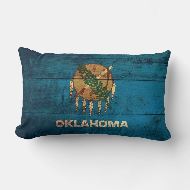 Almofada Lombar Old Wooden Oklahoma Flag; (Frente)