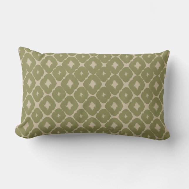 Almofada Lombar Olive and cream Boho Geometric Throw Pillow (Frente)