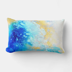 Almofada Lombar Ondas oceânicas, espuma marinha, pintura de abstra