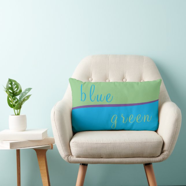 Almofada Lombar Ondas Pessoais Azul Céu e Verde Sage  (Cadeira)