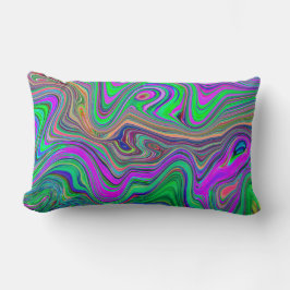Almofada Lombar Ondas Trippy de Verde Lima e Roxo