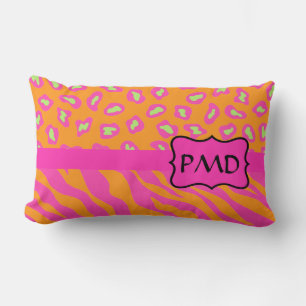 Almofada Lombar Orange e Fúchsia - Zebra Rosa e Chita - Personaliz