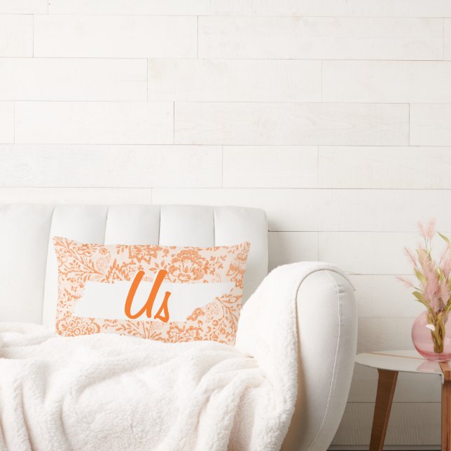 Almofada Lombar Orange Floral Tennessee Seu estado junto "nós" (Sofá)