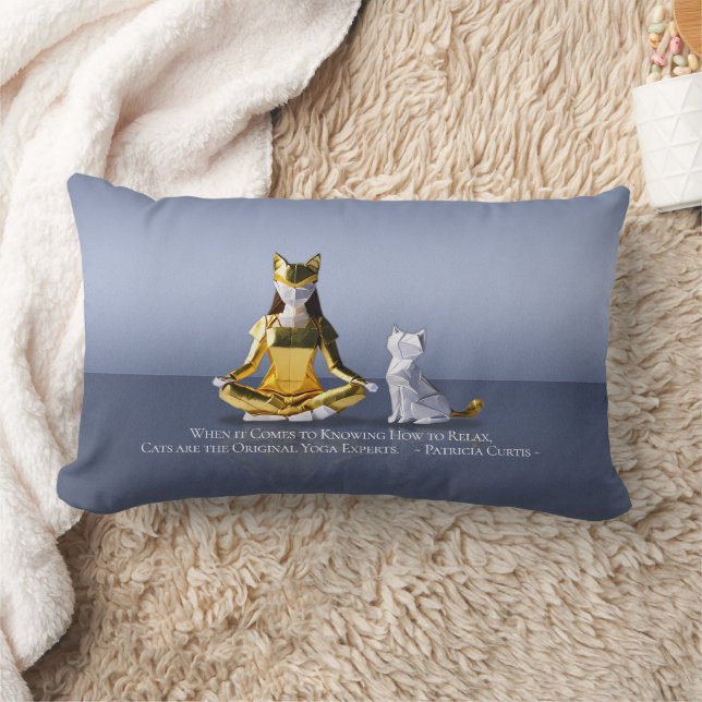 Almofada Lombar Origami Gold Foil Yoga Meditando Mulher-Gato (Cobertor)