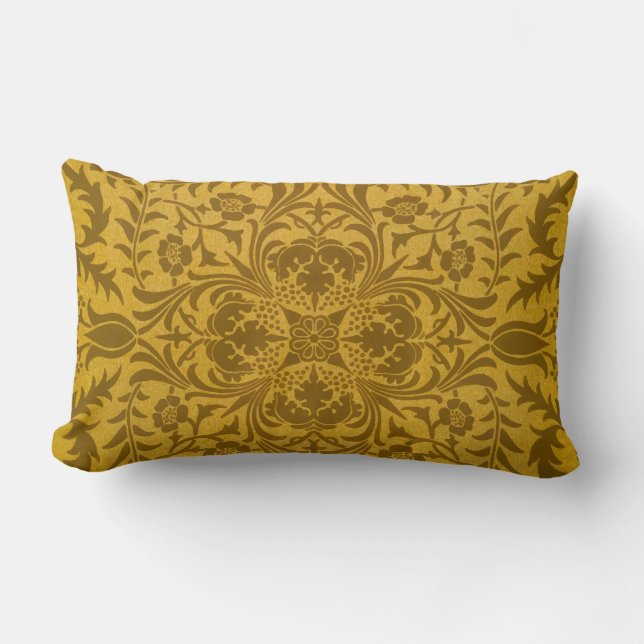 Almofada Lombar Ornate gold floral pattern with symmetrical (Frente)
