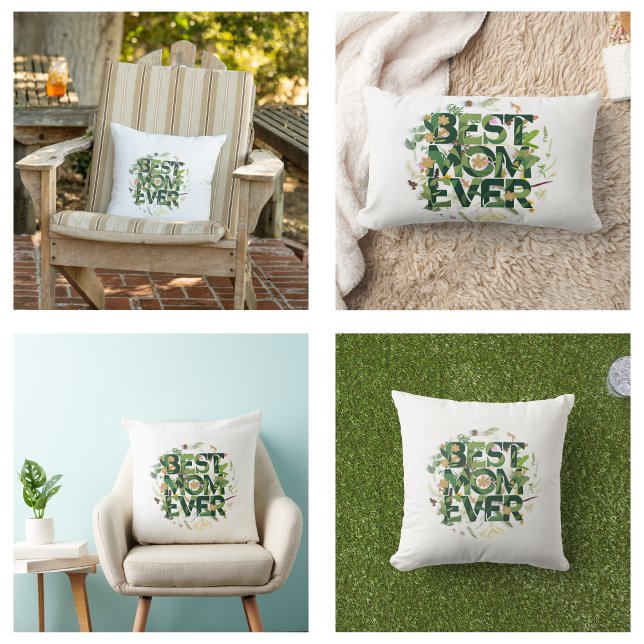 Almofada Lombar Os melhores presentes do Dia de as mães da Mãe Ver (Green Best Mom Ever Mother's Day Gifts Pillow)