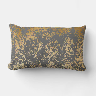 Almofada Lombar ouro elegante do falso do pintinho e brushstrokes