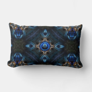Almofada Lombar Ouro Kaleidoscópio Travesseiro Azul x75
