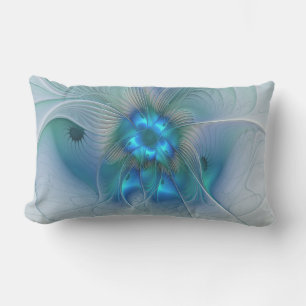 Almofada Lombar Ovinas de Pé, Fractal Turquesa Azul Abstrato