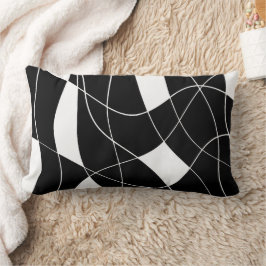 Almofada Lombar Padrão abstrato preto e branco elegante